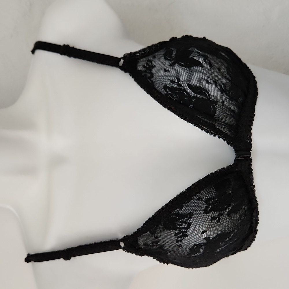 Warner's Black Lace Sheer Front-Closure Bra
